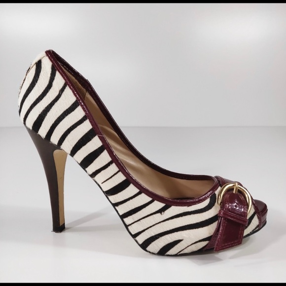 Steve Madden Zebra Calf Hair Peep Toe Heels - Picture 1 of 6